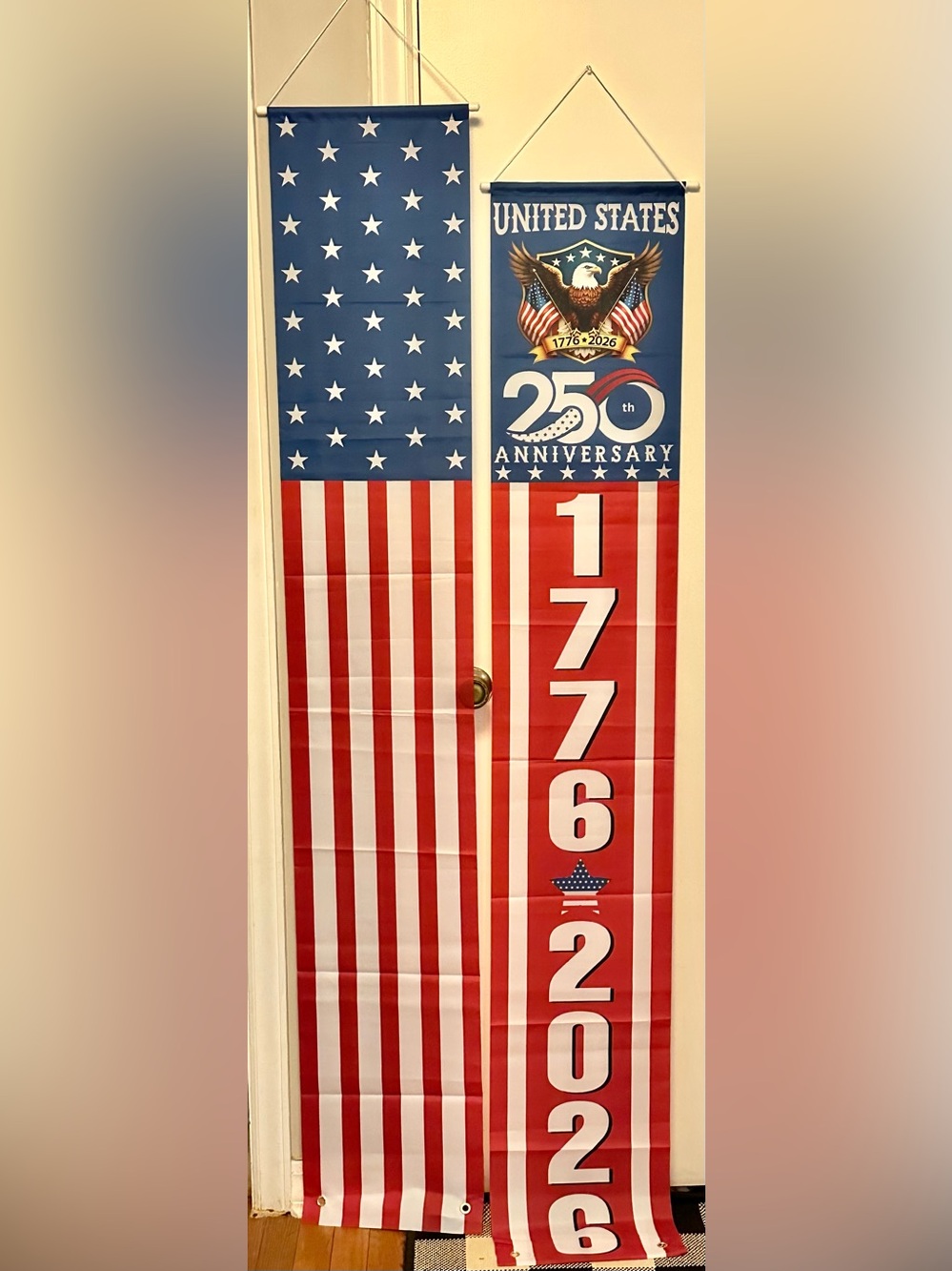 Patriotic 250th Anniversary Vertical Banner - United States Red, White & Blue